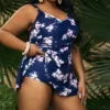 Plus Size Swimsuit Women Tummy Control Floral Print Beach Dress Two Pieces Tankini Bathing Suit High Waist Women Outfits - Image 2