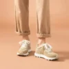 BeauToday Casual Sneakers Women Suede Leather Patchwork Mixed Colors Lace-Up Round Toe Platform Shoes Lady Flats Handmade 29130 - Image 4