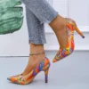 2022 Spring and Autumn Fashion Graffiti Large Shallow Mouth Shoes Pointed Colorful Versatile Women's High Heels Single Shoes - Image 4