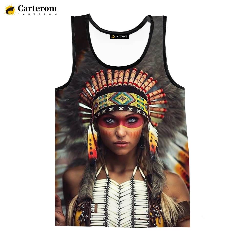 Fashion Summer Men Tank Tops Sleeveless T Shirts 3D Indians Digital Printing Harajuku Tops Unisex 3D Printed Oversized Tees