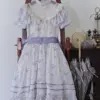 Victorian Retro Lolita Fairy Dress Women Sweet Lace Kawaii Princess Party Dresses Girly Slim Chic Puff Sleeve Floral Mini Dress