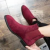 Chelsea Boots Mens 38~48 Suede Leather Classic Red Black Designer Business Casual British Style Male Slip-On Fashion Ankle Boots - Image 5