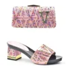 African Matching Shoes and Bag Italian In Women Matching Italian Shoe and Bag Set Decorated with Rhinestone Party Shoes with Bag - Image 3