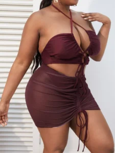 2023 Plus Swimsuit 3 Piece Large Size Swimwear Women Suits Beachwear Summer Mesh Bathing Suit Female 4XL - Image 2