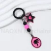 Y2K Pretty Barbie Star Mirror Keychain Pink Black Bead Key Ring For Women Girls Princess Dream Friend Good Gift Handmade Jewelry - Image 6