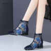 Summer Women High Heel Shoes Fashion Mesh Breathable Pumps Rhinestone Elegant Footwear Pointed Thick Heels Female Dress Shoes - Image 3