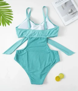 Plus Size Color Block One Piece High Waist Bikini Swimwear Women's Swimsuit Beachwear Bathing Suits - Image 4