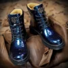 HKDQ Luxury Snake Designer Ankle Boots Man Fashion Blue Patent Leather High Top Boots Men Quality Glitter Men's Platform Boots - Image 4