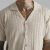 Streetwear Mens Knit Shirts Vintage Turn-down Collar Buttoned Knitted Cardigan Men Tops Summer Stylish Jacquard Knitting Shirt - Image 4