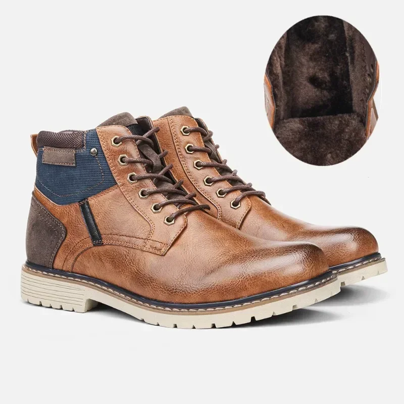 Winter Warm Men Boots, Designer Handmade Pu Leather Ankle Boots for Men, High Quality Cotton Chelsea Male Boots Botas Masculinas