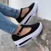 Women Shoes 2022 Fashion Size 43 Casual Platform Shoes Round Toe Flat Loafers Women Buckle Wedge Women's Shoes Zapatillas Mujer - Image 2