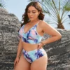 Tie Dye Print Tankini Bathing Suits for Women Plus Size Swimsuit for Women 2 Piece High Waist Beach Swimwear - Image 2
