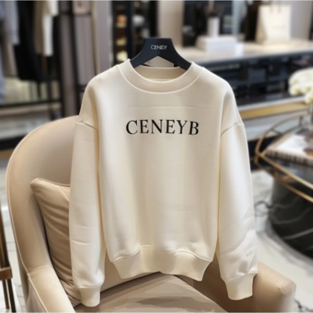 2024 Luxury Fashion Brand Round Neck Sweatshirt Graffiti Letter Print Casual Loose High Street Style Men Ladies Cotton Sweat