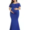 New Sexycotton Shoulder Short Sleeve Maternity Dresses Fitted Sheath Pregnancy Dress Photo Shoot White Blue Pregnant women dress
