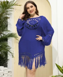 2022 New Cover Up Plus Size Bikini Women Swimsuit Cover-up Beach Bathing Suit Beach Wear Knitting Swimwear Mesh Beach Dress - Image 2