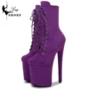Suede Ankle Boots 20cm 17cm Super High Sexy Pole Dance Women Shoes Stripper High Heels Platform Round Head Lace-up Women's Boot - Image 5