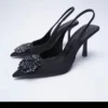 Shoes Female 2023 New Slingbacks Women's High Heels Summer Solid Office and Career Fashion Pointed Toe Sexy Crystal High Heels - Image 3