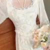 Elegant Women's Y2K Midi Dress Korean Fashion Sweet Retro Flower Party Full Sleeve Dress Perfect Spring Casual Lace Dresses