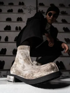 Runway Designer Men Vintage Cowhide Genuine Leather Ankle Boots Round Toe High Top Work Safety Shoes Customized 15 Days - Image 2