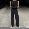 Summer Streetwear Mens Outfits Sleeveless O Neck Casual Tank Tops And Straight Pants Men Two Piece Sets Leisure Breathable Suits - Image 3