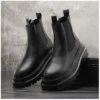 Luxury Design Mens Platform Chelsea Boots Thick Bottom Split Leather Ankle Boots Male Footwear Round Toe Short Martins Boots - Image 5