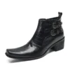 Handmde 100% Real Leather High Heel Chelsea Ankle Boots Double Buckle New Trend Men Dress Wedding Designer Boots Zapatos - Image 3