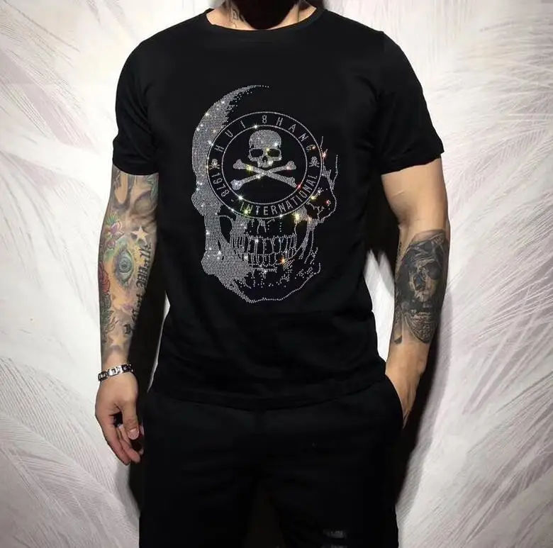 Men tshirt Fashion Rhinestones Korean Style Clothes Short Sleeve tshirt