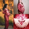 2022 Lace V-neck Pregnancy Dresses Fancy Shooting Photo Pregnant Clothes Maternity Dress for Photo Shoot Plus Size Women Clothes - Image 2