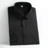 New Spring and Autumn Social Dress Ice Silk Long Sleeve Men's Shirt Business No Iron Casual Fit Pure White High Quality - Image 6