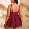 Plus Size Bikinis 4XL Large Size Swimsuit for Women V Neck High Waist Solid Strap Beach Dress Two Pieces Swimwear Bathing Suit - Image 3