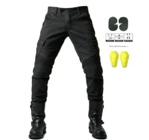 Motorcycle Riding Jeans Anti-fall Pants Protective Pants 06 Black Green trousers Send Protective Gear Men - Image 2
