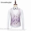 G&N 2023 New Series Men Suits Blazer Beautiful Lilac Purple Floral Pattern Tuxedos 3 Pieces Formal Party Costume Homme Slim Fit - Image 2