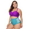 Plus Size Two Pieces Bathing Suit 2022 Contrast Color High Waist Beachwear Women's Suit Big Size Separate Swimsuit Bikinis Suit - Image 5