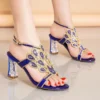 New luxury Rhinestone Women's Shoes Party Crystal High Heel Comfortable Sandals Banquet Beautiful Summer Wedding Shoes - Image 2