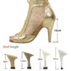 Latin Dance Shoes Women's Salsa Tango Ballroom Party Heeled Boots Gold Comfortable Breathable Sneakers Outdoor Rubber Sole - Image 3