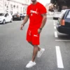 2024 new men's sportswear fitness set running suit casual T-shirt shorts set breathable jogging sportswear 2-piece set for men - Image 4