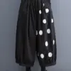 Black Vintage Polka Dot High Elastic Waist Wide Leg Pants Women New Spring Autumn Casual Loose Trousers Fashion Streetwear 2024