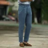 British Style Men Gurkha Linen Pant High Waist Straight Ankle-Length Pants Spring Summer High Quality Thin Casual Loose Trouser - Image 3