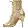Latin Dance Shoes Women's Salsa Tango Ballroom Party Heeled Boots Gold Comfortable Breathable Sneakers Outdoor Rubber Sole - Image 2