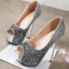 High Heels Platform Woman's Peep Toe Pumps Gold Silver Wedding Shoes Bridal Heels Banquet Ladies 2023 Elegant Women Heeled Shoes - Image 3