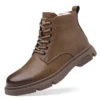 New Men's Work Boots for Winter 2023 Designer Warm Wool Snow Boots Male Fashion Casual Solid Color Platform Cotton Shoes Man - Image 2