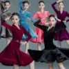 Latin Dance Dress Kids Ballroom Costume for Girls Latin Dress Costume Professional Long Sleeves Salsa Rumba Cha Cha Tango Stage