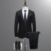 Spring and Autumn Season Men's Groom Casual Business Suit Set Two Piece Korean Version Slim Fit - Image 2