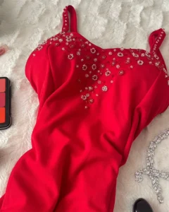 AsaNagi Saudi Arabia Red Evening Dresses Beading Spaghetti Strap Slit Women Elegant Party Dress 2023 Robes De Soirée - Image 5