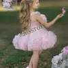 Gardenwed Pink Flower Girl Dress Gir Party Dress Tulle Kid Birthday Princess Dresses Puffy Child Dress Cute Kid First Communion