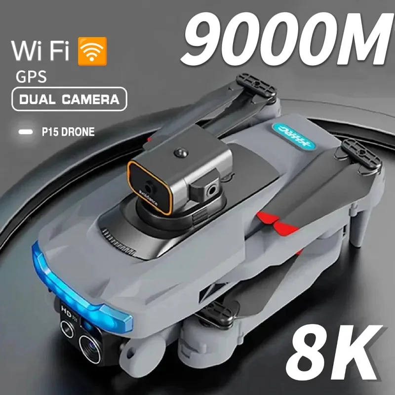 P15 Drone Professional 8K GPS Dual Camera Obstacle Avoidance 5G Optical Flow Positioning Brushless RC Dron Quadcopter 9000M New