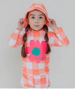 Children's swimsuit girl split new long sleeve shorts sunscreen quick drying medium large kid size hot spring swimsuit - Image 4