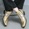 Design Rivet Golden Mens Dress Boots Luxury Genuine Leather Chelsea Boots Men Oxford Shoes Formal Wedding Shoes For Men Size 46 - Image 6