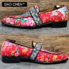LUXURY BRAND MEN'S LOAFERS BIG FLOWER PRINT CASUAL MENS DRESS RED SHOES WEDDING PARTY JOYFUL BANQUET LEATHER SHOES MEN - Image 4