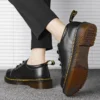 Black Thick Soled Lace Up Oxford Shoes Round Head Platform Leather Shoes Brand Luxury Men Casual Designer Wedding Dress Shoes - Image 8